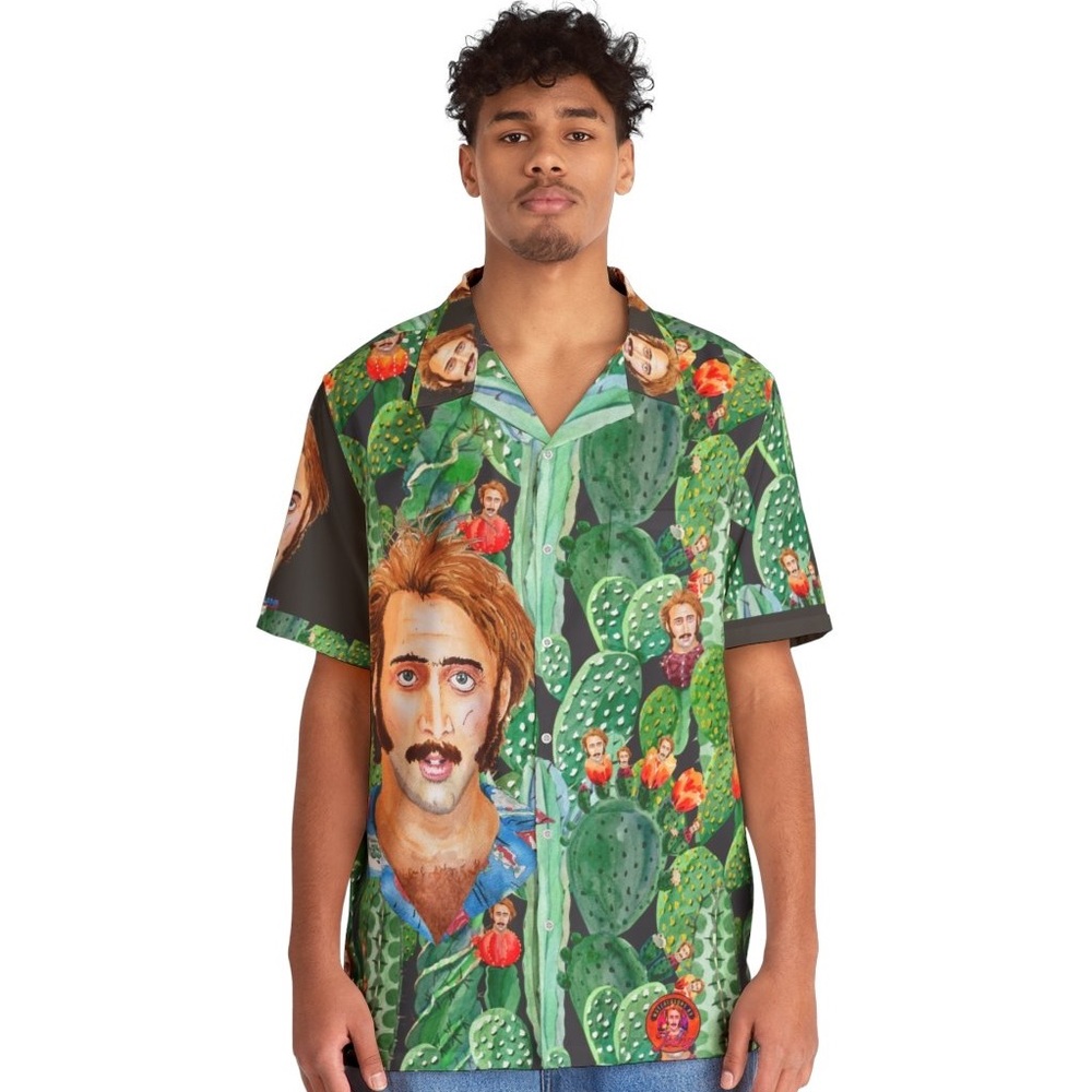 Nicolas Cage Raising Arizona Cactus Acid Trip 80s Button-Up Hawaiian Party shirt